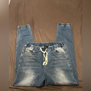 Men's Blue Jeans with Drawstring Waist